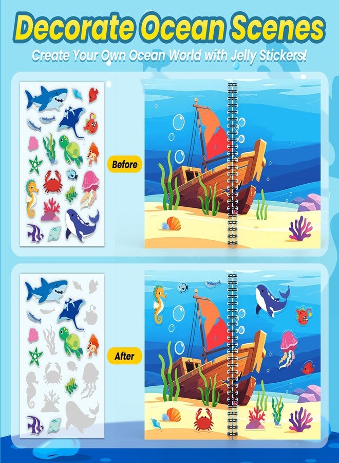PARTYWIND Ocean Reusable Sticker Book for Toddlers, DIY Make-a-face Animals Fun Jelly Stickers, Washable Puffy Stickers for Kids Toys, Airplane Road Trip Travel Activities Essentials for Kids 3 4 5 Years - Image 4